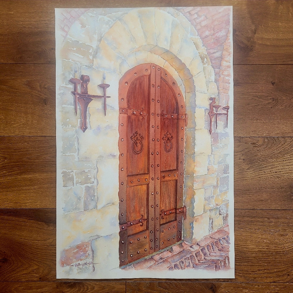 Watercolor Painting of the 'Vinyard Door'. Size 15" X 23"